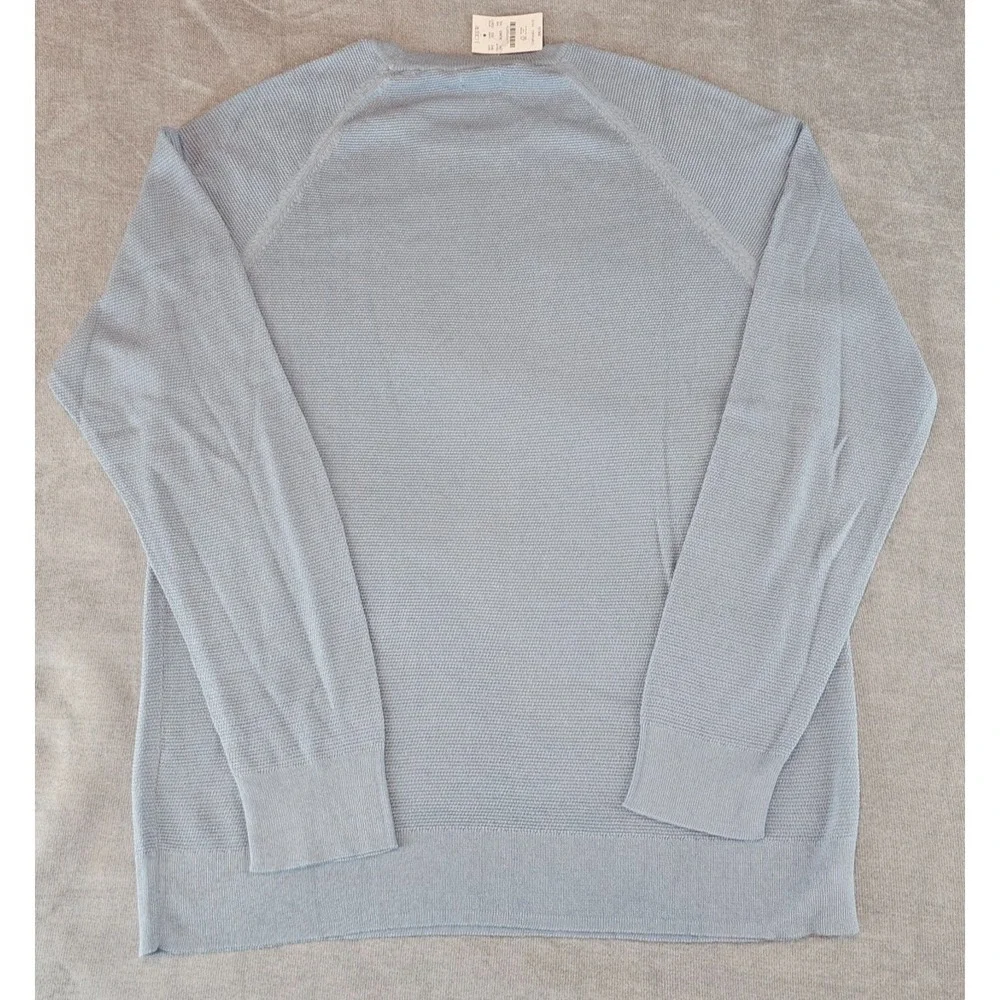 J.Crew Crewneck Sweater Men's XXL Light Blue 100% Cotton Textured Raglan CD617